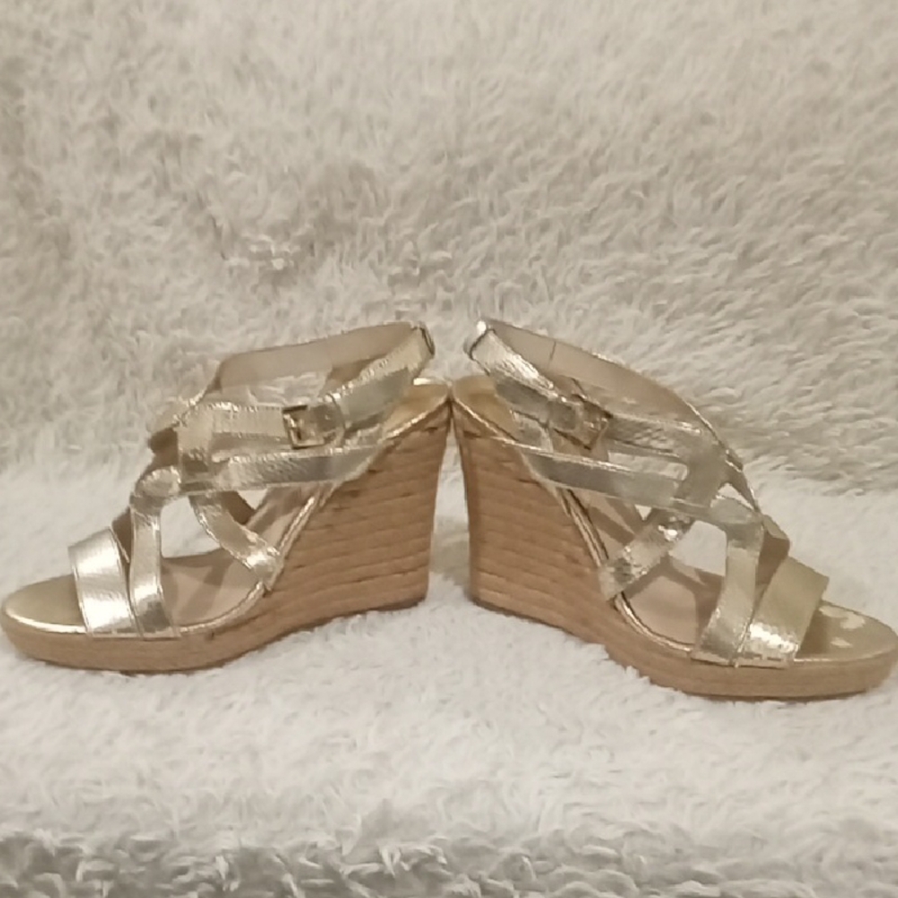 Michael Kors Elegant Gold Strappy Women's Wedges - Picture 7 of 8